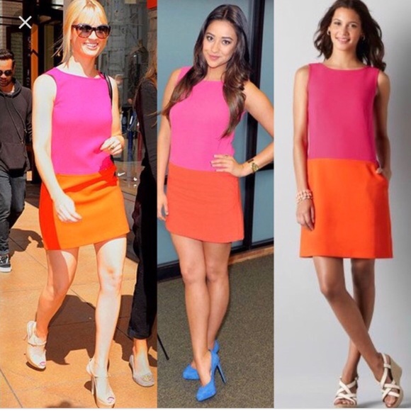 Dresses & Skirts - Pink & Orange Sleeveless Mini Shift Dress Size 2